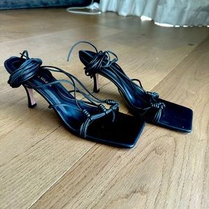 Andrea Wazen Mandaloun Patent Sandal in black